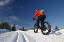 Fat biking on snowy trail